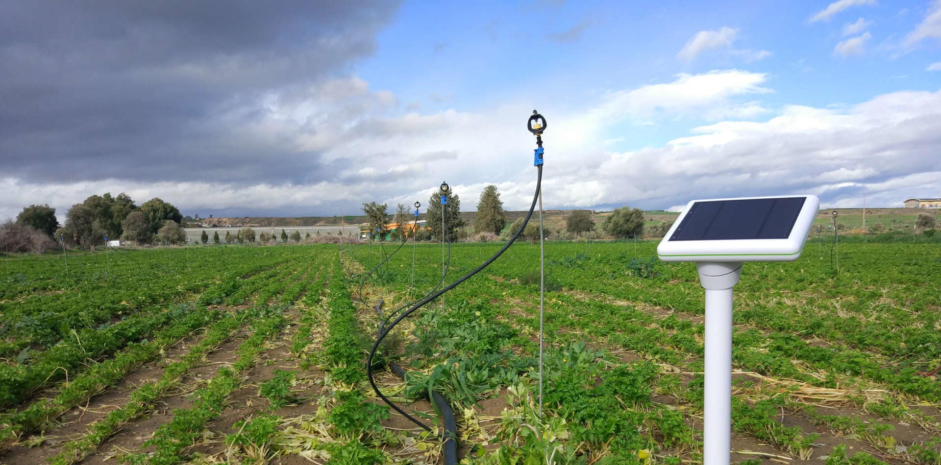Equipos de medición conectados en una parcela agrícola